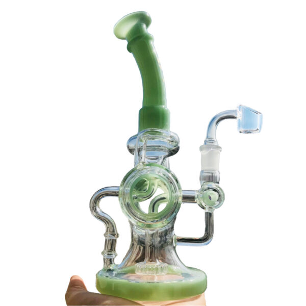 001 Smoke Ring Donut Heady Art Tornado Recycler Glass Gong Dab Rig Water Pipe